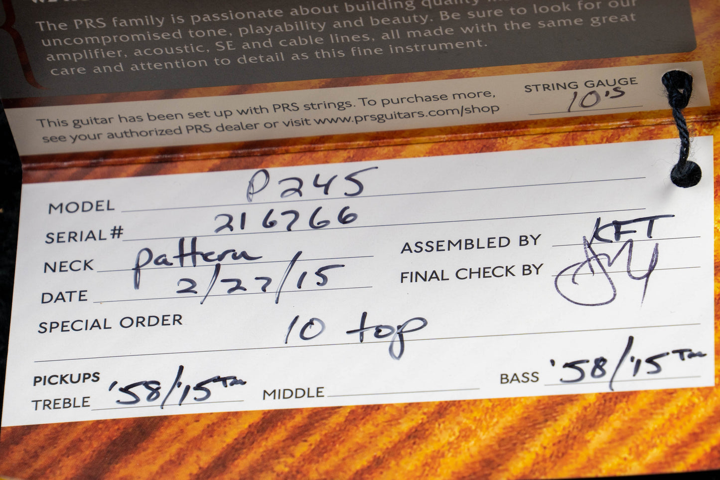 PRS P245 10-top 2015 Honey