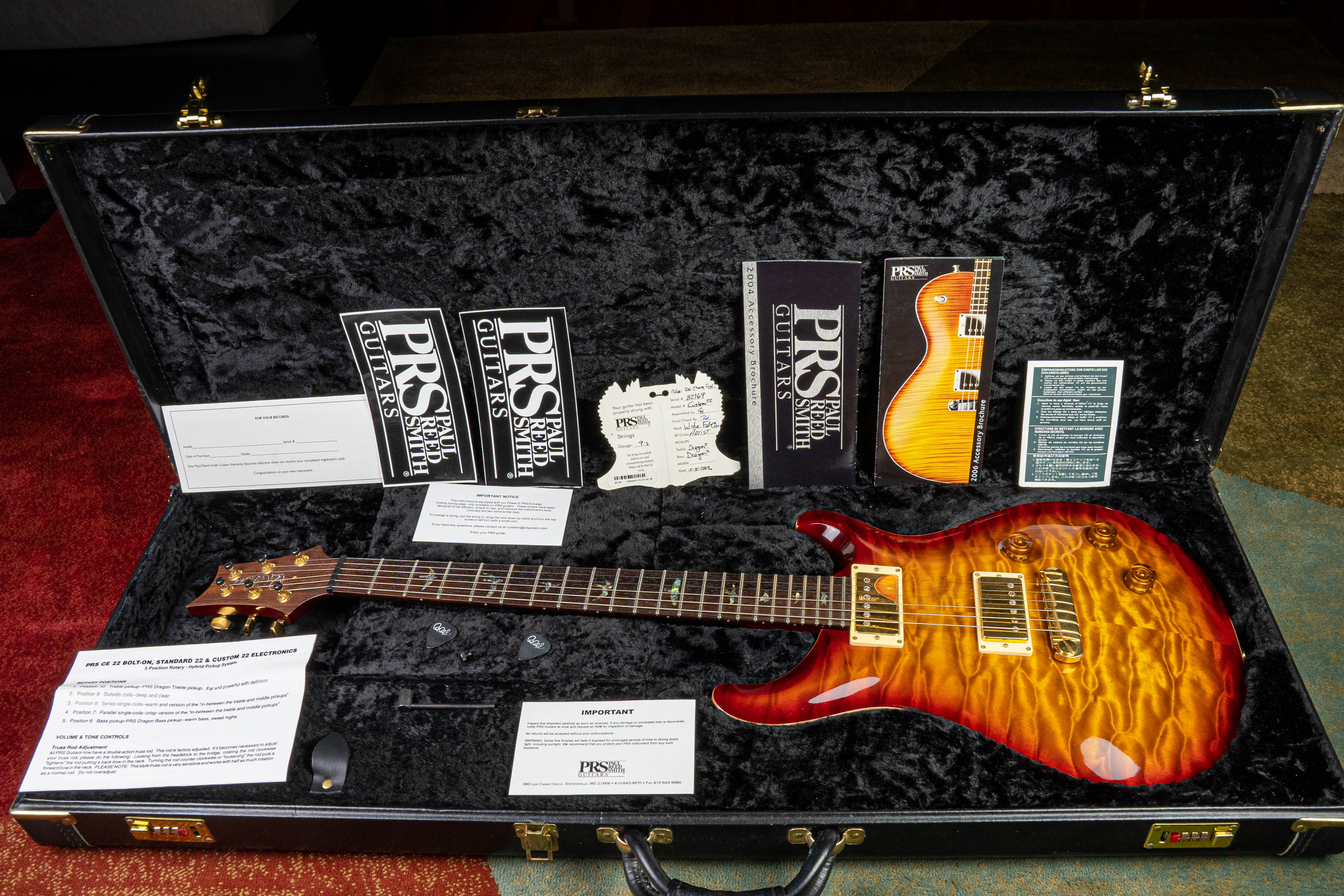 PRS Custom 22 Dark Cherry Sunburst Artist Package 2003